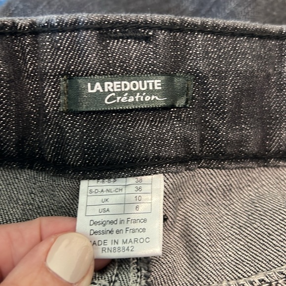 Laredoute Creation Sz 6 black embellished pockets boot cut jeans. - Picture 5 of 9